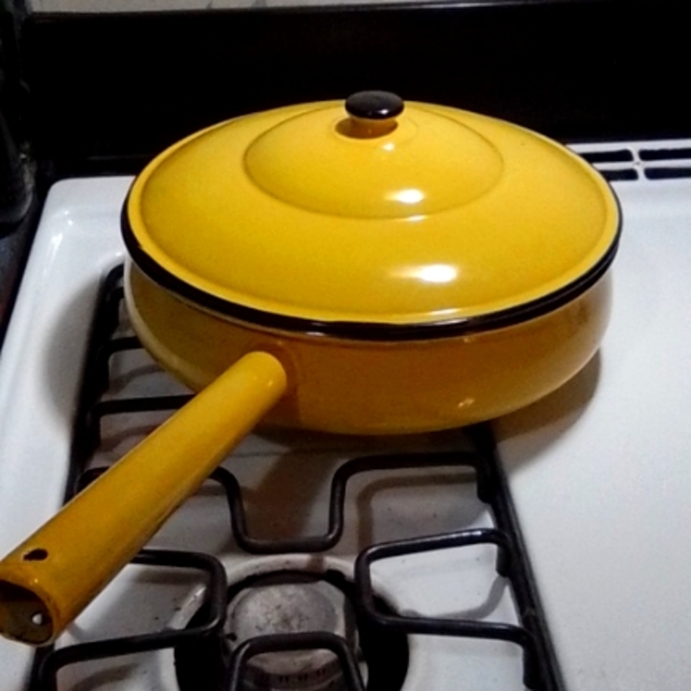 Yellow Enamelware pan